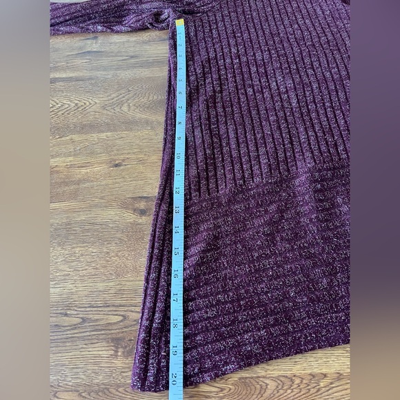 Womens Plus Size Calvin Klein Purple Metallic Ribbed V-Neck Tunic Top - Picture 10 of 11